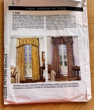 Vtg 1994 Vogue Patterns For Living 1386 Waverly Window Treatments Curtains Swag